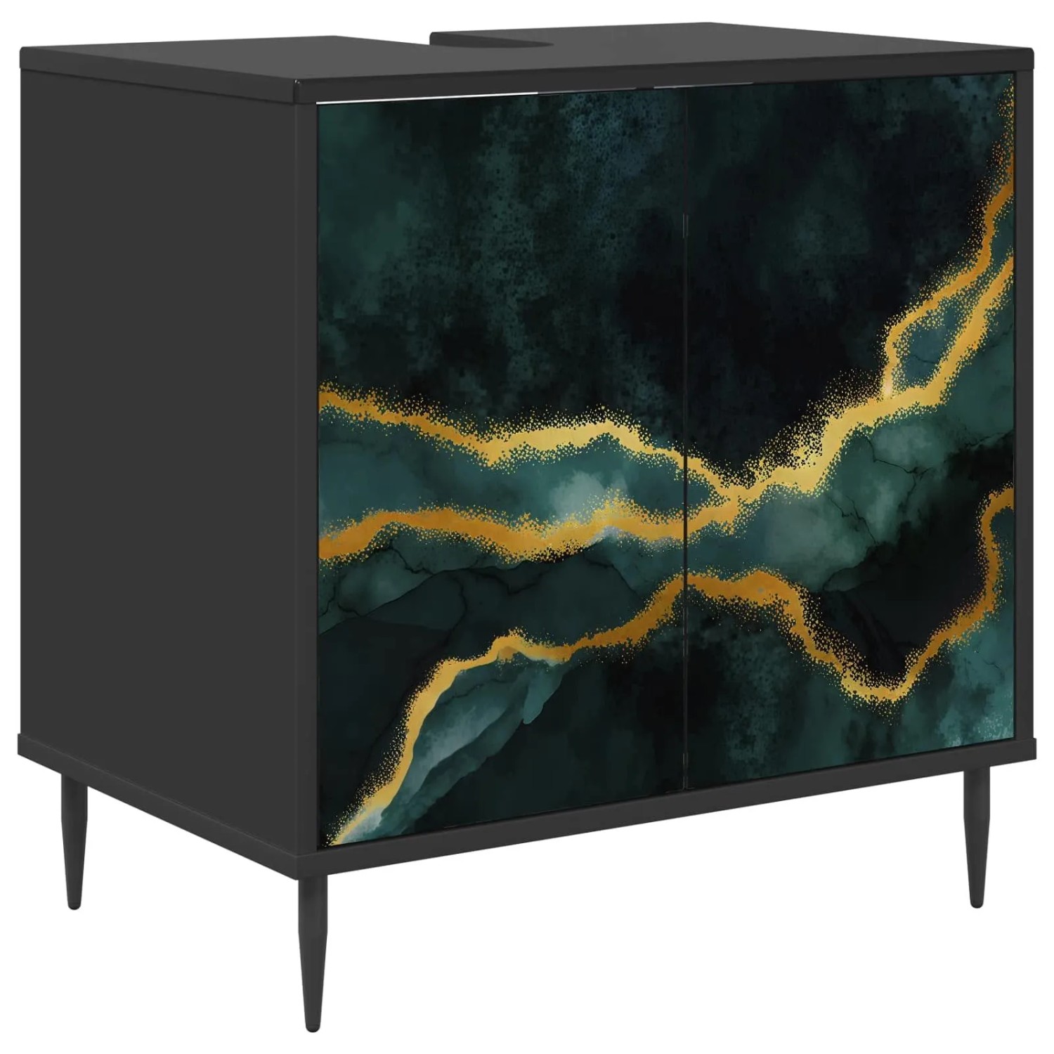 vidaXL Badezimmerschrank WIJHE Schwarz Eichen-Optik 60 x 40 x 61 cm 8007414