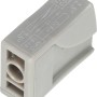 Detailaufnahme einer grau-beigen Leuchtenklemme aus dem 17-teiligen Umrüst-Set für Halogenlampen GU10.