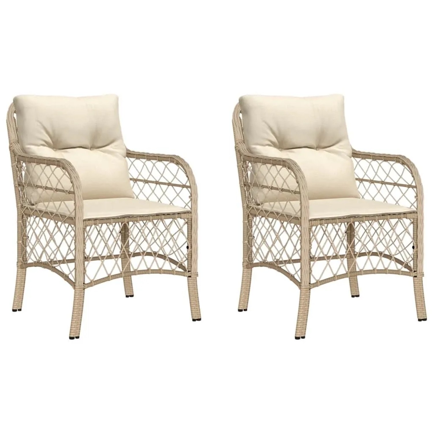 Furnicato Gartenstühle Mit Kissen 2 Stk Beige Poly Rattan