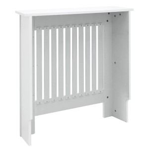 Weiße ECD Germany Heizkörperverkleidung im Landhausstil, 78x82cm, aus lackiertem MDF.