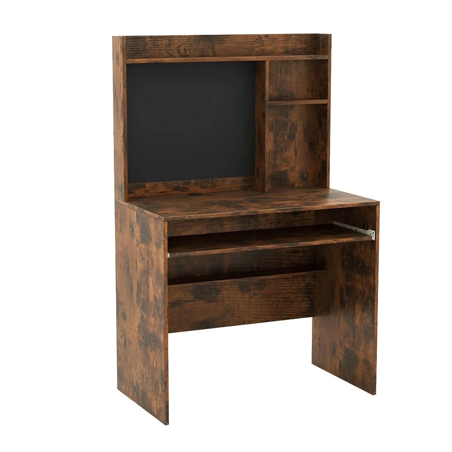 Costway Schreibtisch mit Magnetischer Pinnwand & Tastaturablage Braun