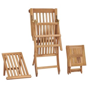 VidaXL Gartenliege mit Tisch, Teakholz, zusammengeklappt. Ideal für Terrasse und Garten.