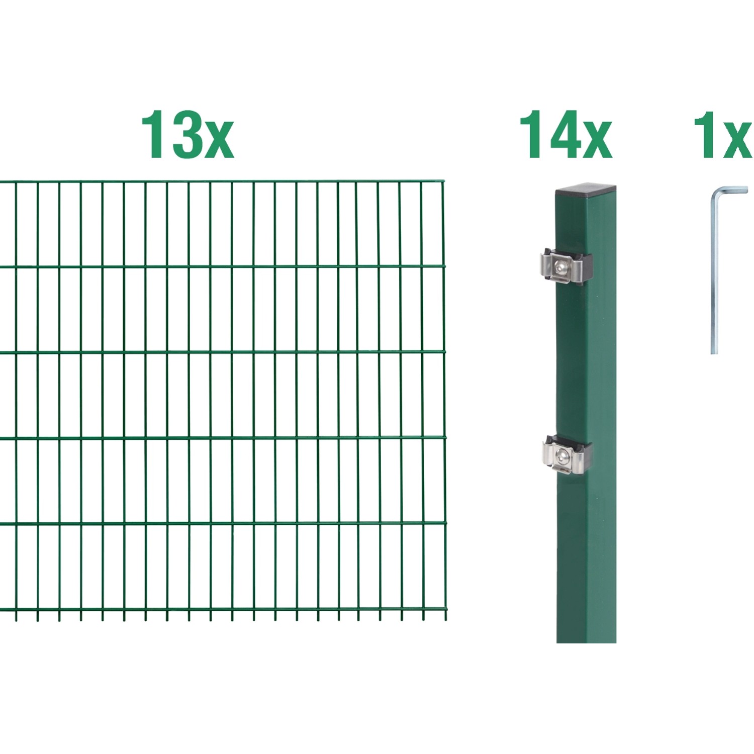 Metallzaun Grund-Set Doppelstabmatte verz. Grün beschichtet 13 x 2 m x 1,2 günstig online kaufen