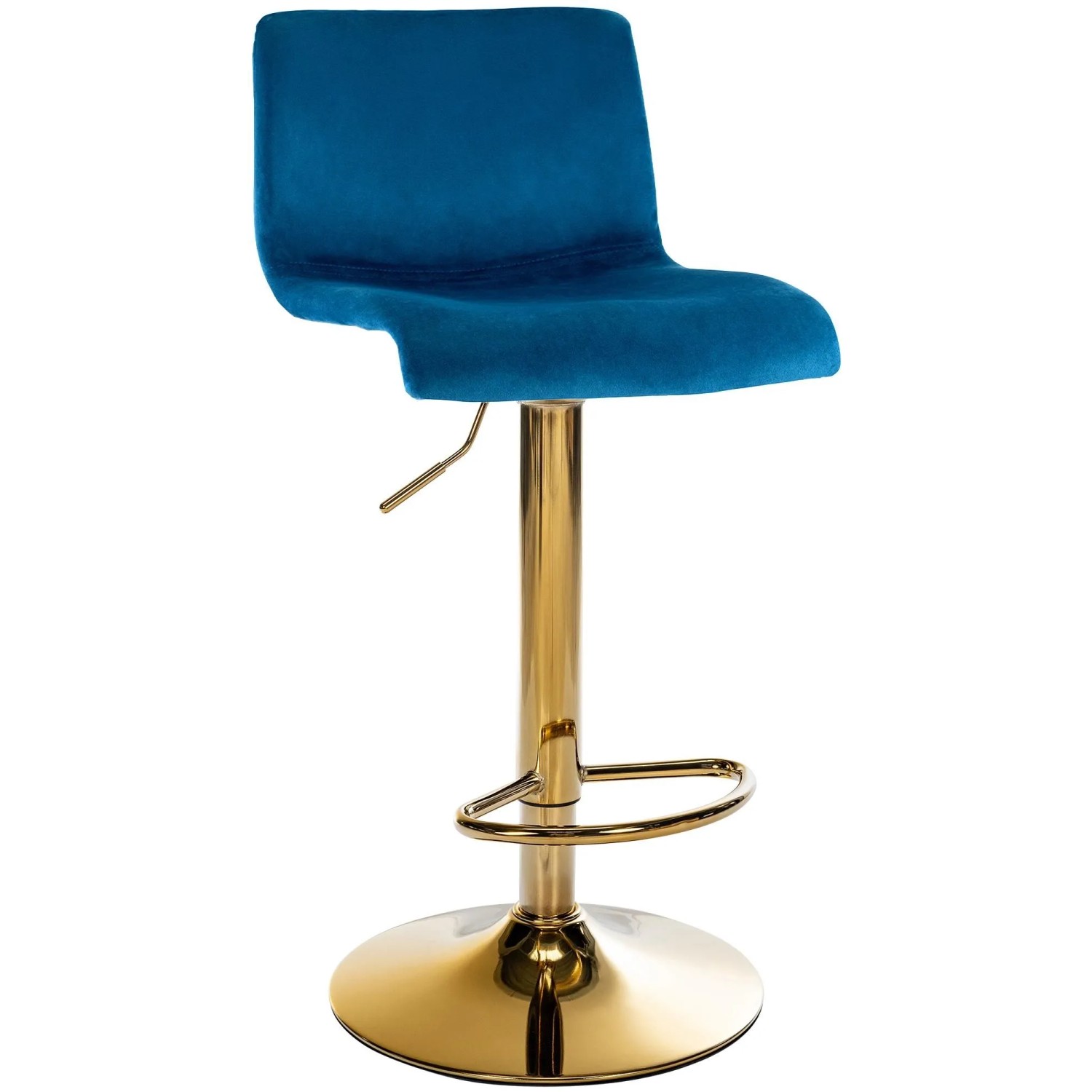 DELUKE Barhocker PESAN Samt Blau 39x36x83cm Gold Barstuhl Höhenverstellbar Mit Lehne Drehbar Tresenhocker Tresenstuhl