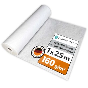 Scorprotect Abdeckvlies 25 M X 100 M Weiß 160 G Pro M² Selbsthaftend Bodenschutz Schutzvlies Treppenvlies