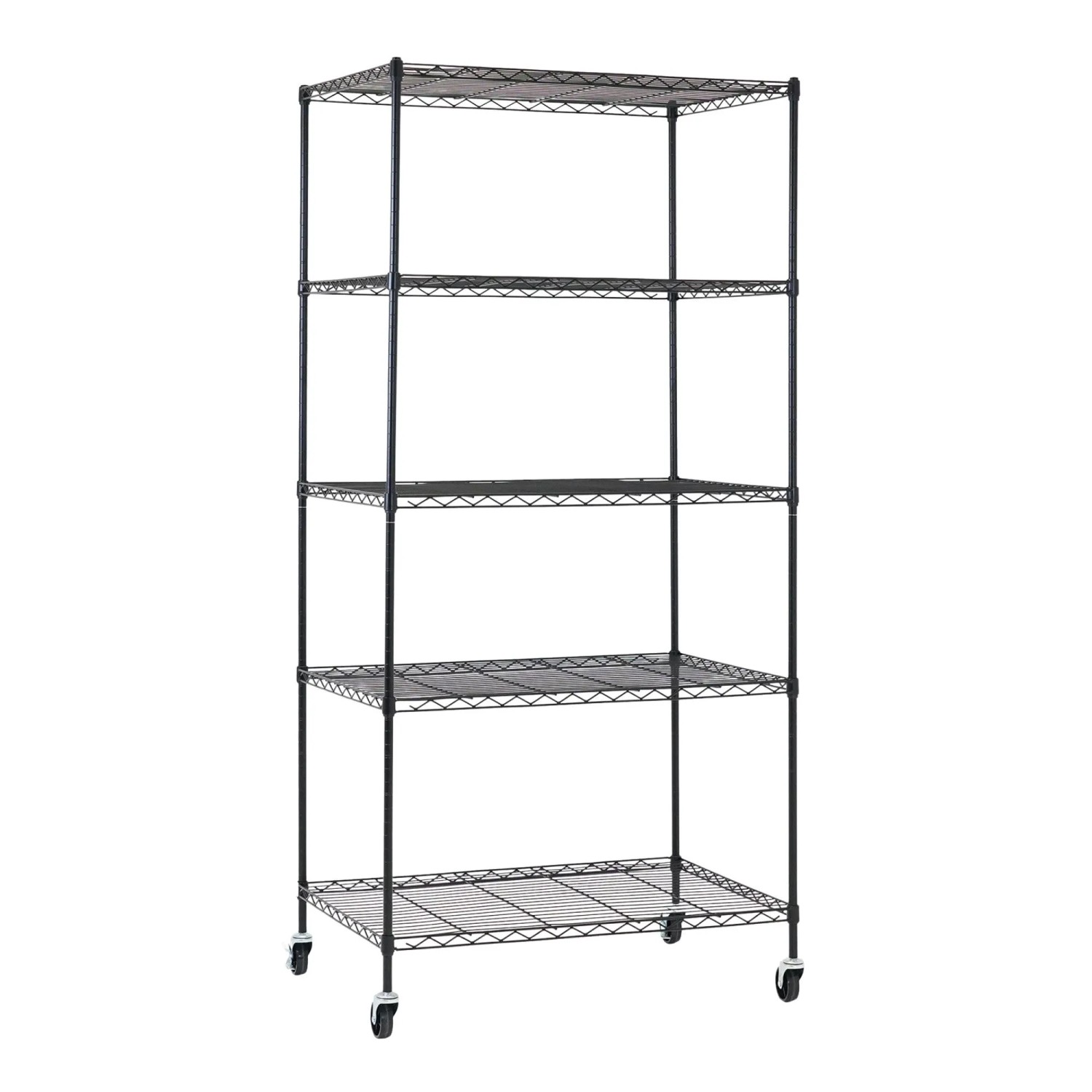 PROREGAL Gitterregal HADES Mit Rollen & 5 Gitterböden Metall 180x90x60cm Fachlast 75kg Metallregal Schwarz  Schmal Küchenregal Aufbewahrungsregal