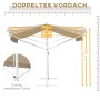 Detailansicht Outsunny Standmarkise, cremeweiß, mit Maßangaben zu Höhe und Breite.