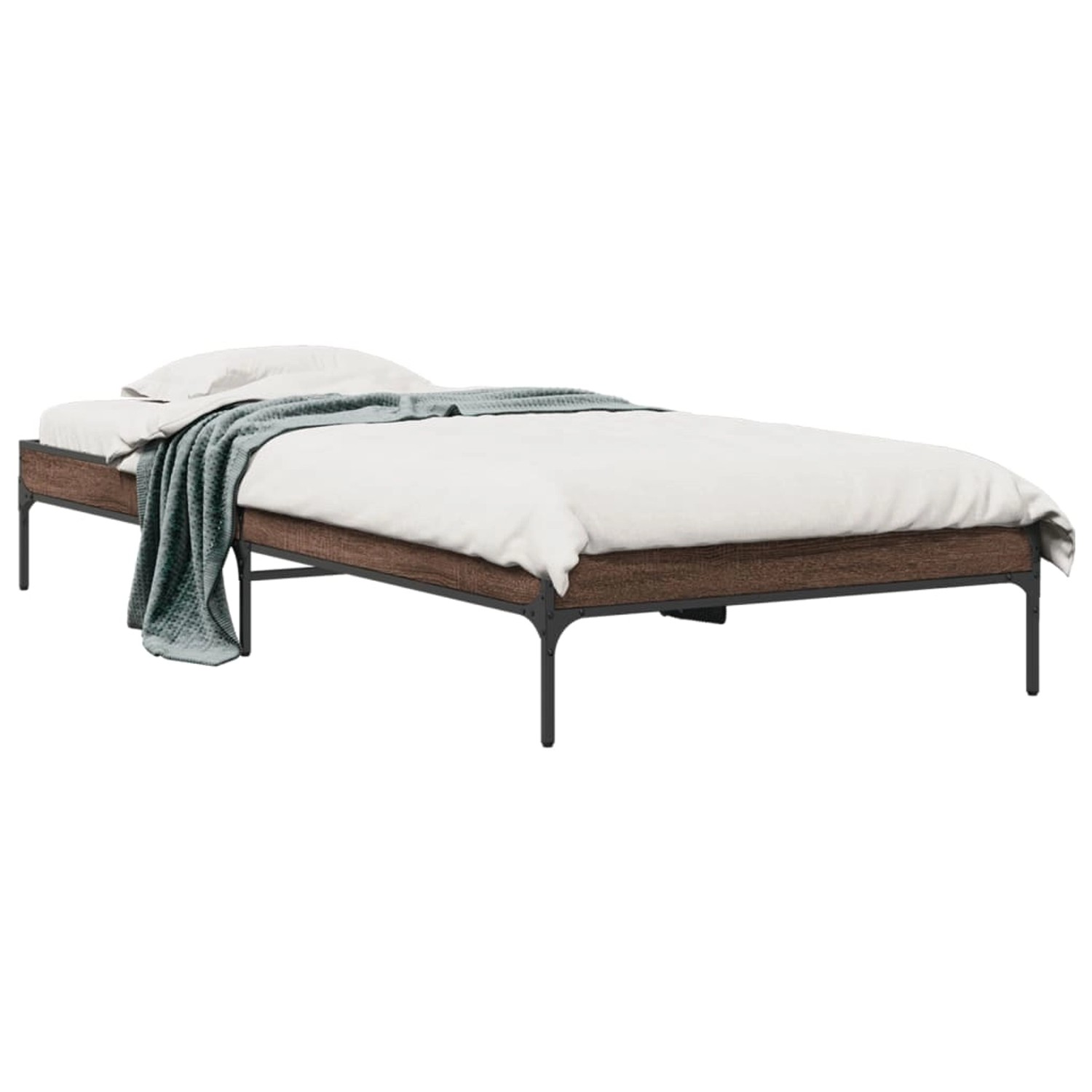 vidaXL Bettgestell Braun Eichen-Optik 90x200 cm Holzwerkstoff Metall 845035 günstig online kaufen