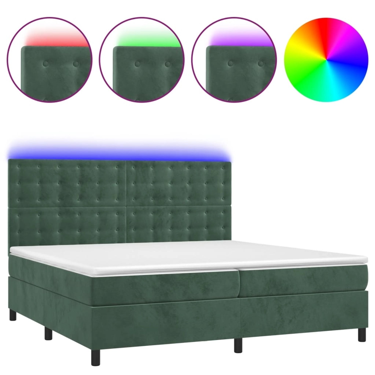 vidaXL Boxspringbett mit Matratze & LED Dunkelgrün 200x200 cm Samt 3136386 günstig online kaufen