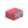Roter Shelly Smart-Relais 1PM Mini Gen4 für die Hausautomation, Detailansicht.