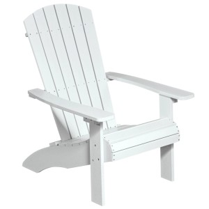 Weißer Adirondack Gartenstuhl MARCY aus Kunststoff mit hoher Rückenlehne und breiten Armlehnen. Klassischer Gartensessel.