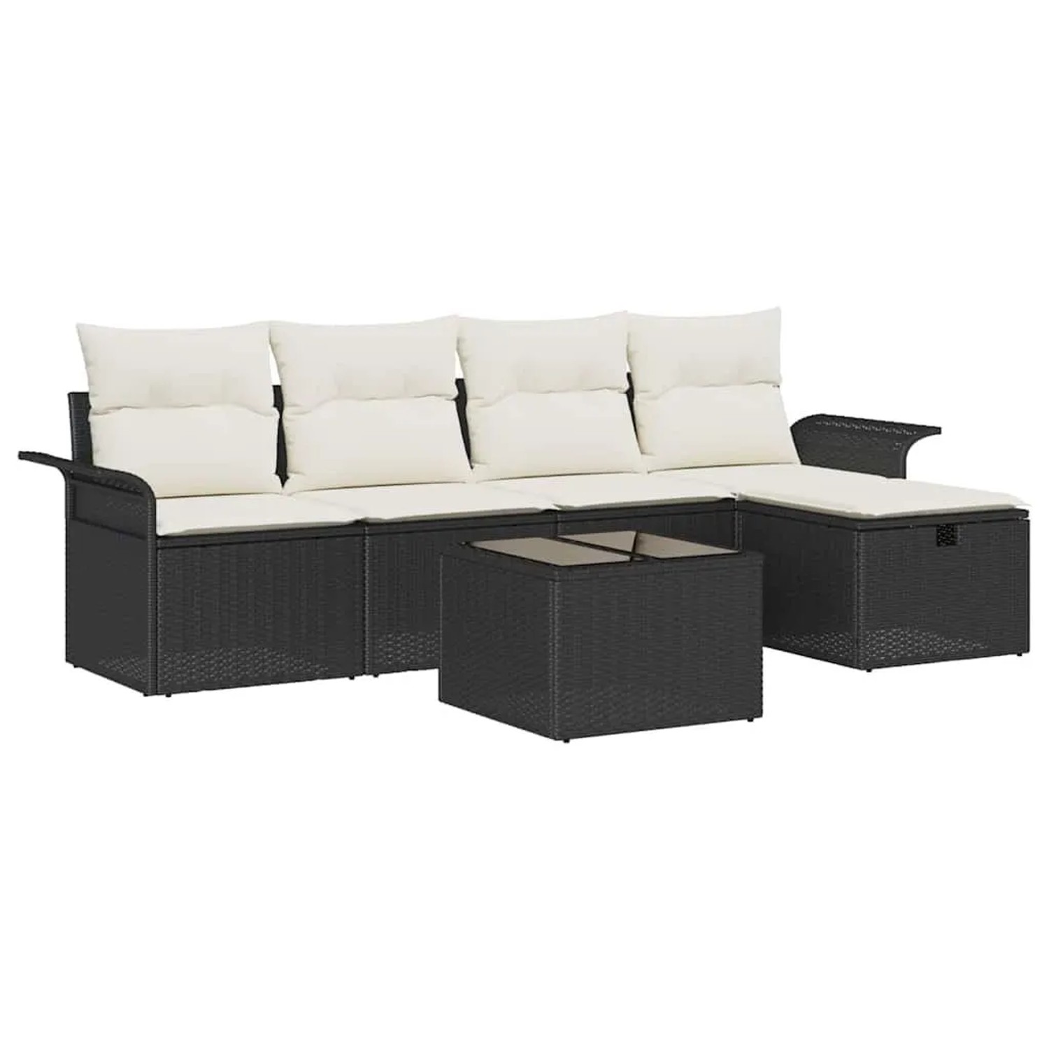 vidaXL Gartensofa-set mit Kissen 6-Tlg Schwarz und Creme Poly-Rattan 335886 günstig online kaufen