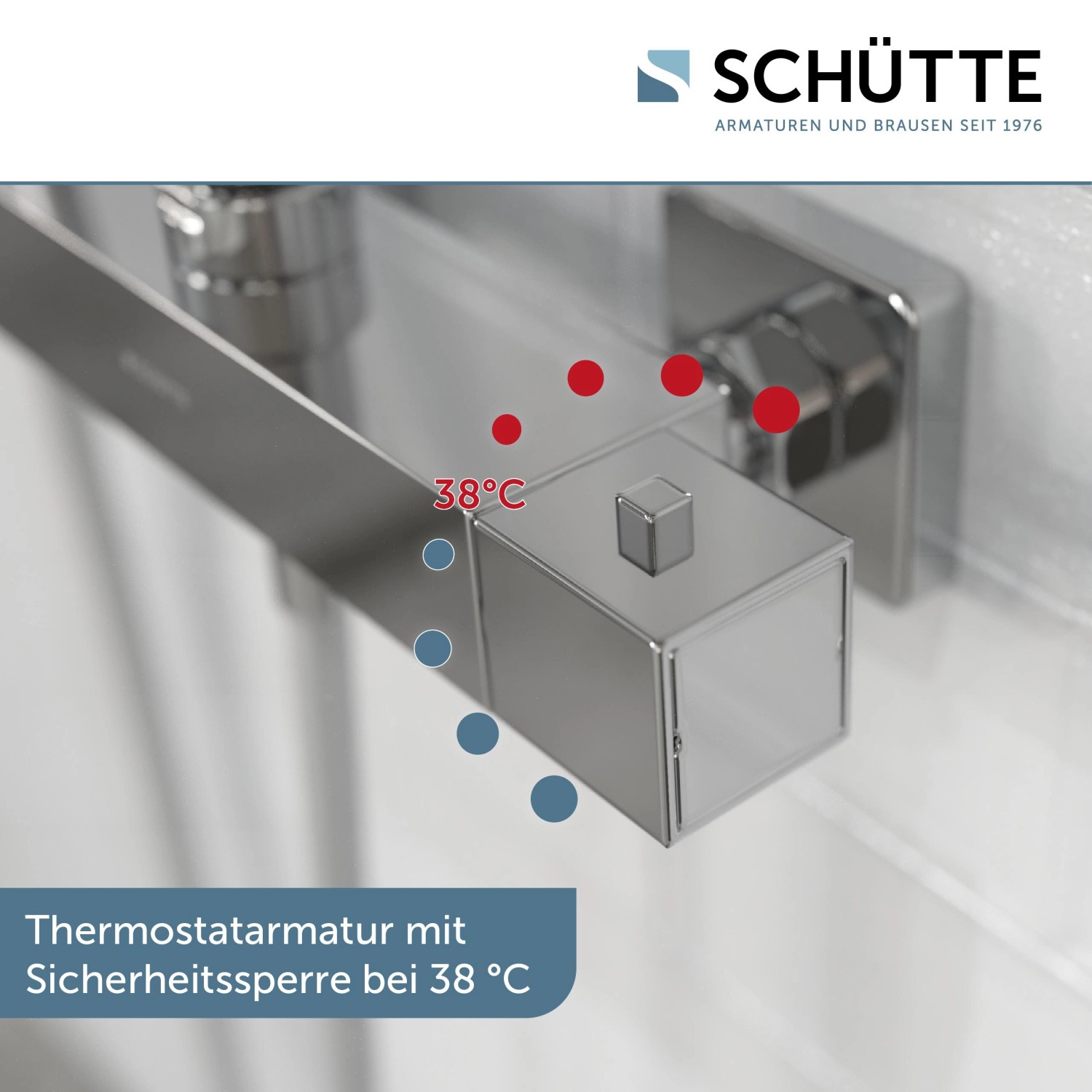Schütte Trento Brauseset: Thermostatarmatur in Chrom mit Temperaturanzeige.