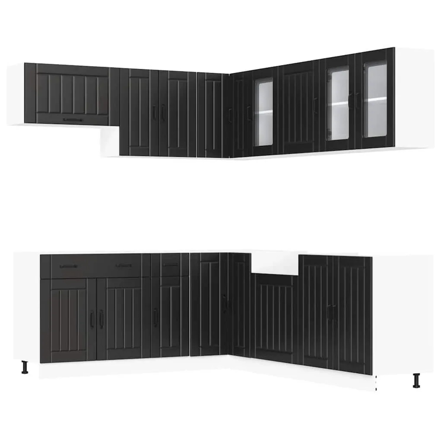 vidaXL 11 Tlg Küchenschrank-Set Lucca Schwarz Holzwerkstoff 3314922 günstig online kaufen