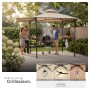 Tectake Grillpavillon Maracaibo mit Markise, Doppeldach und Flaschenöffner. Personen grillen im Garten.