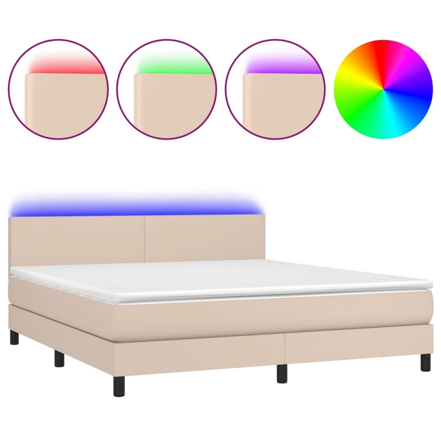 vidaXL Boxspringbett mit Matratze & LED Cappuccino-Braun 160x200cm 3134116 günstig online kaufen