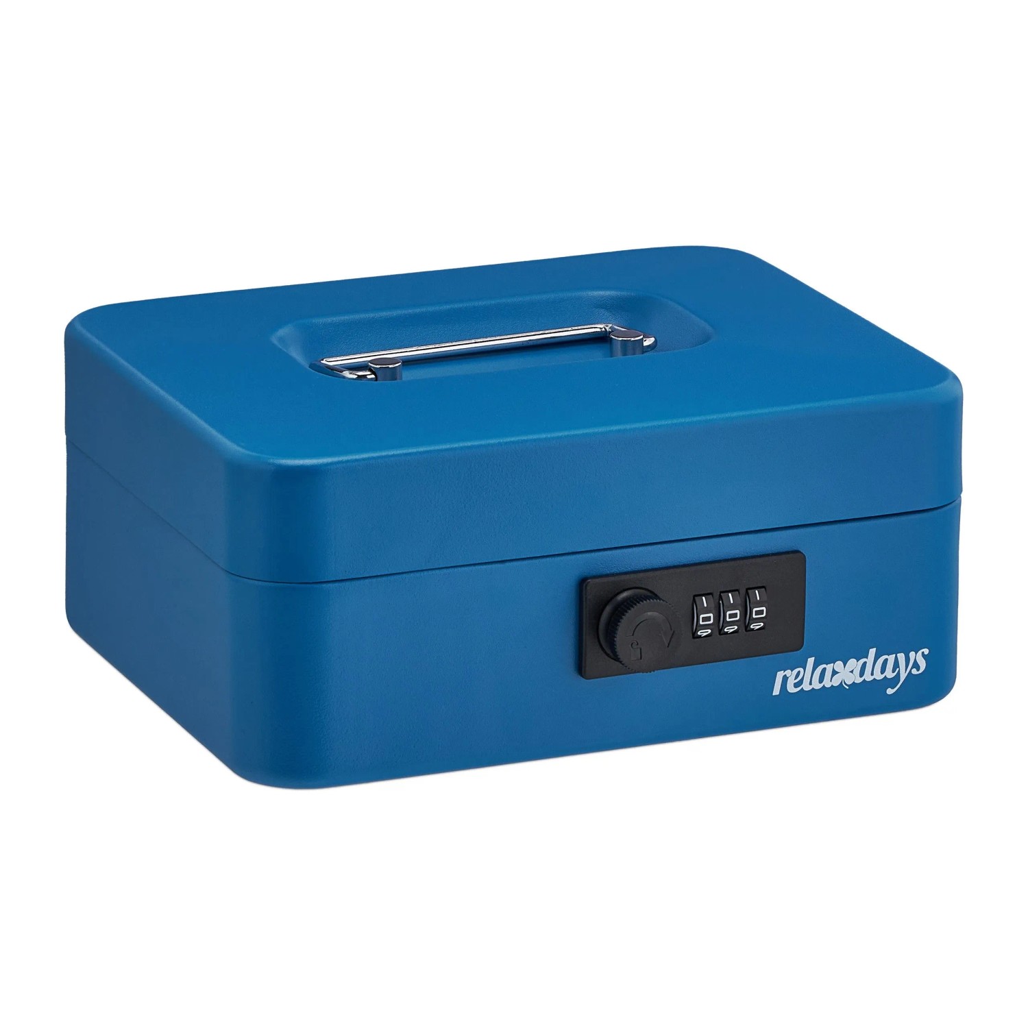 Relaxdays Geldkassette Stahl Blau Mit Zahlenschloss 20 cm x 17 cm x 8,5 cm 0,8 kg
