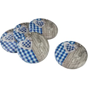 Fackelmann Twist-off Deckel Alpenschick, 10er Set, mit blau-weißem Karomuster und Herz