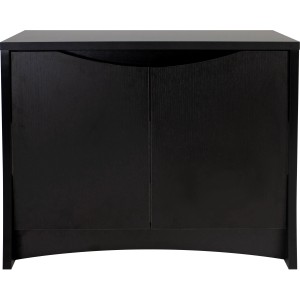 Schwarzer Fluval Aquariumunterschrank Flex 123 l mit zwei Türen und Oberflächenstruktur.