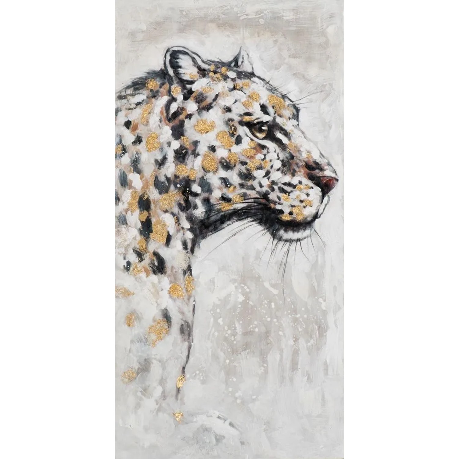 Art Universe Leinwandbild Leopard mit Gold 60 x 120 cm