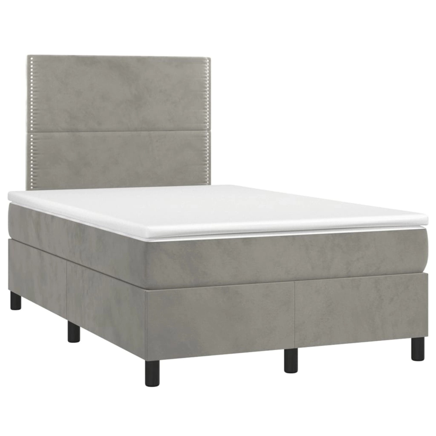 vidaXL Boxspringbett mit Matratze & LED Hellgrau 120x200 cm Samt 3136053 günstig online kaufen