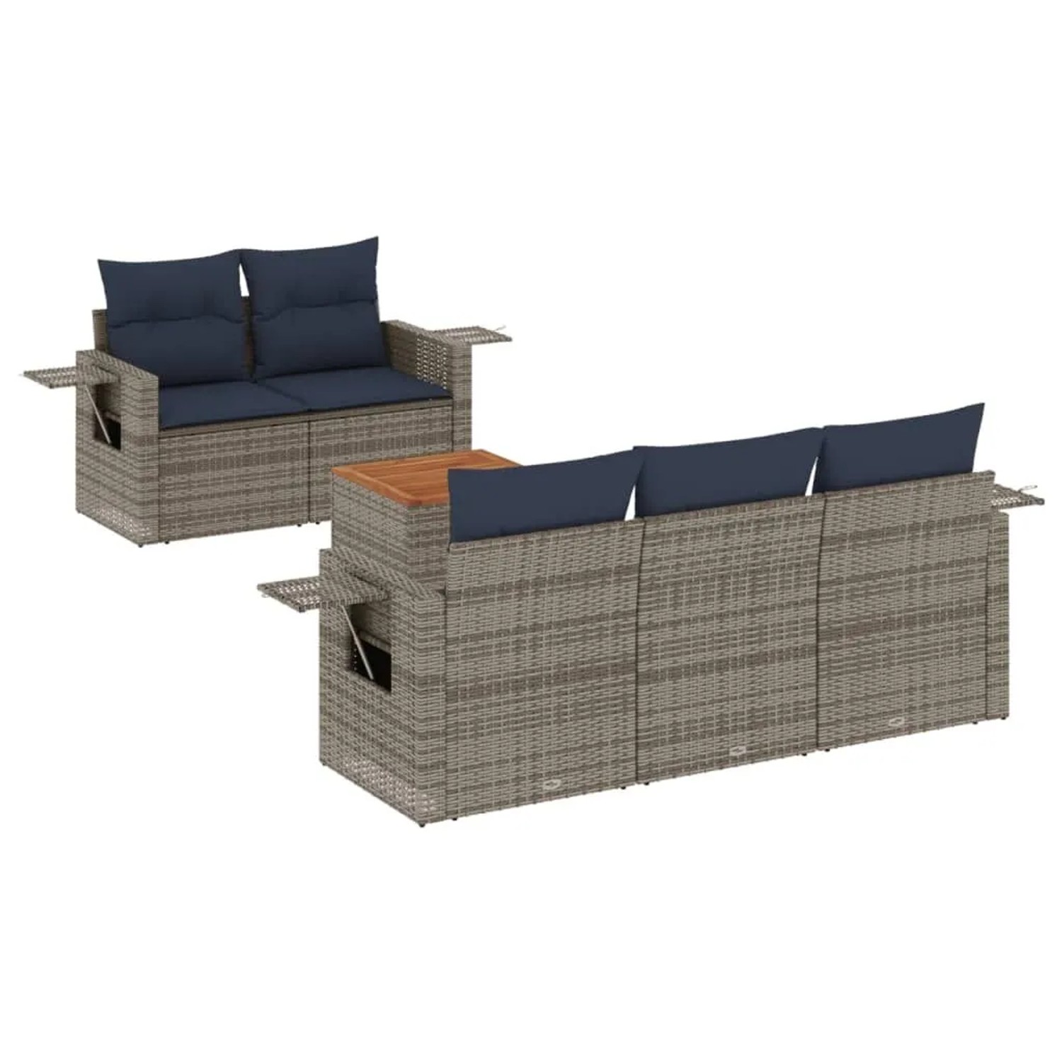 vidaXL 6-Tlg Gartensofa-Set mit Kissen Grau Polyrattan 3224451 günstig online kaufen