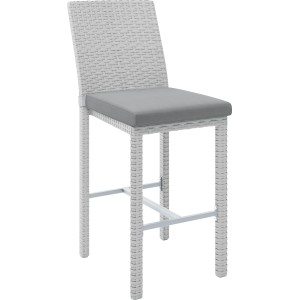 Weißer Barstuhl Geelong mit grauem Sitzkissen. Ersatzkissen für Gartenstuhl.