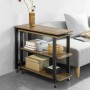 SoBuy L-förmiger Beistelltisch/Schreibtisch FWT83-PF mit 2 Ablagen und Rollen.