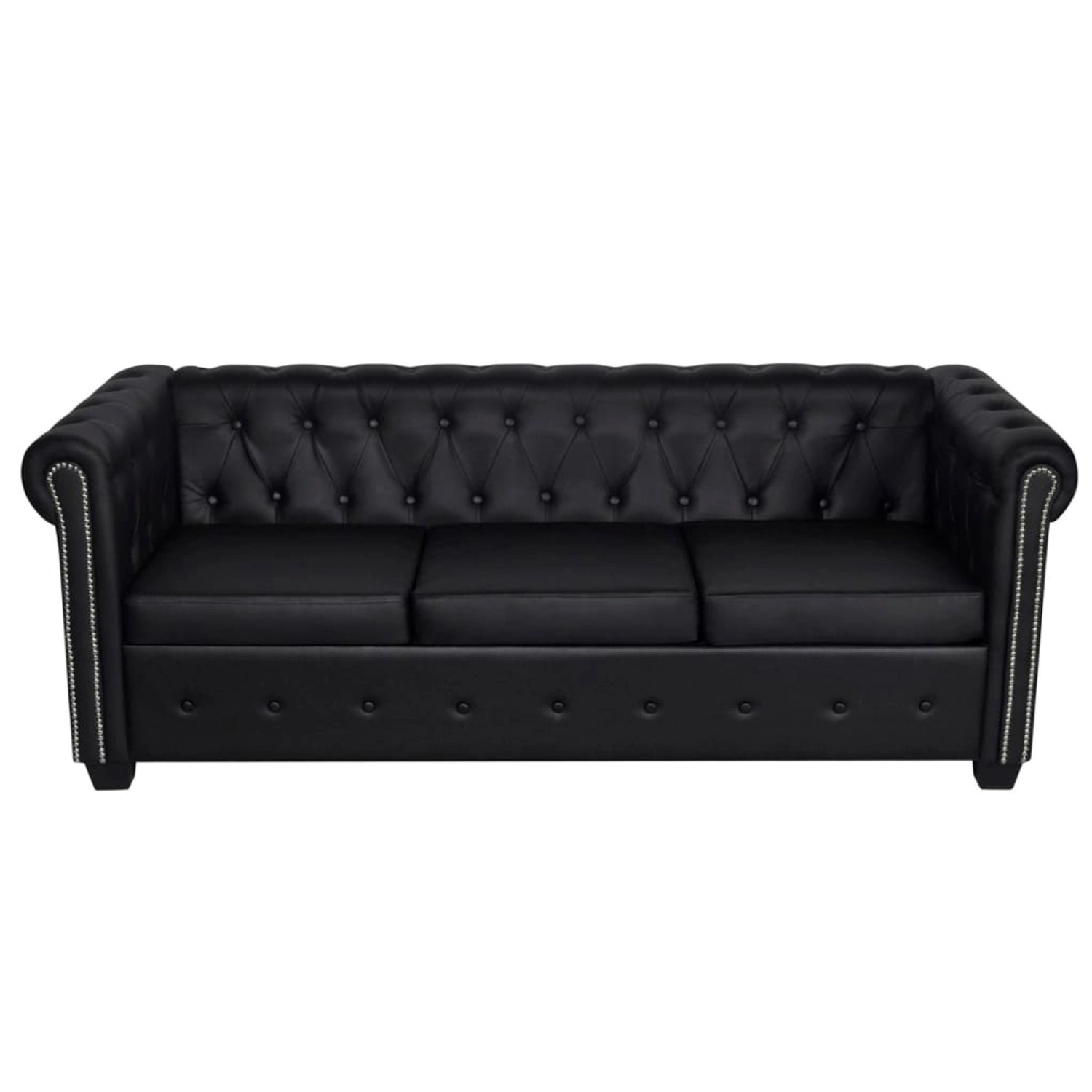 Chesterfield Sofa 3-sitzer Kunstleder Schwarz günstig online kaufen