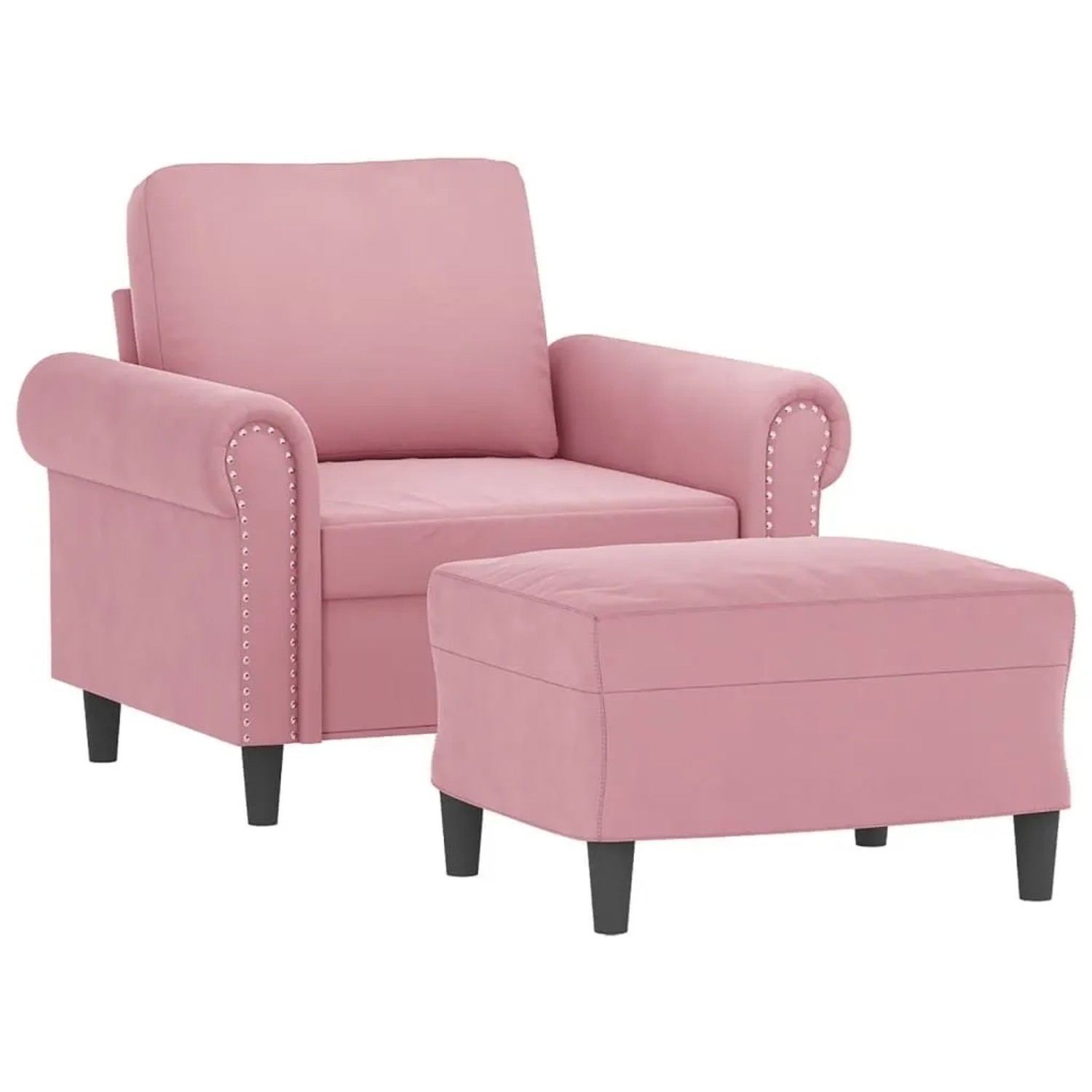 vidaXL Sessel mit Hocker Rosa 60 cm Samt 3201208