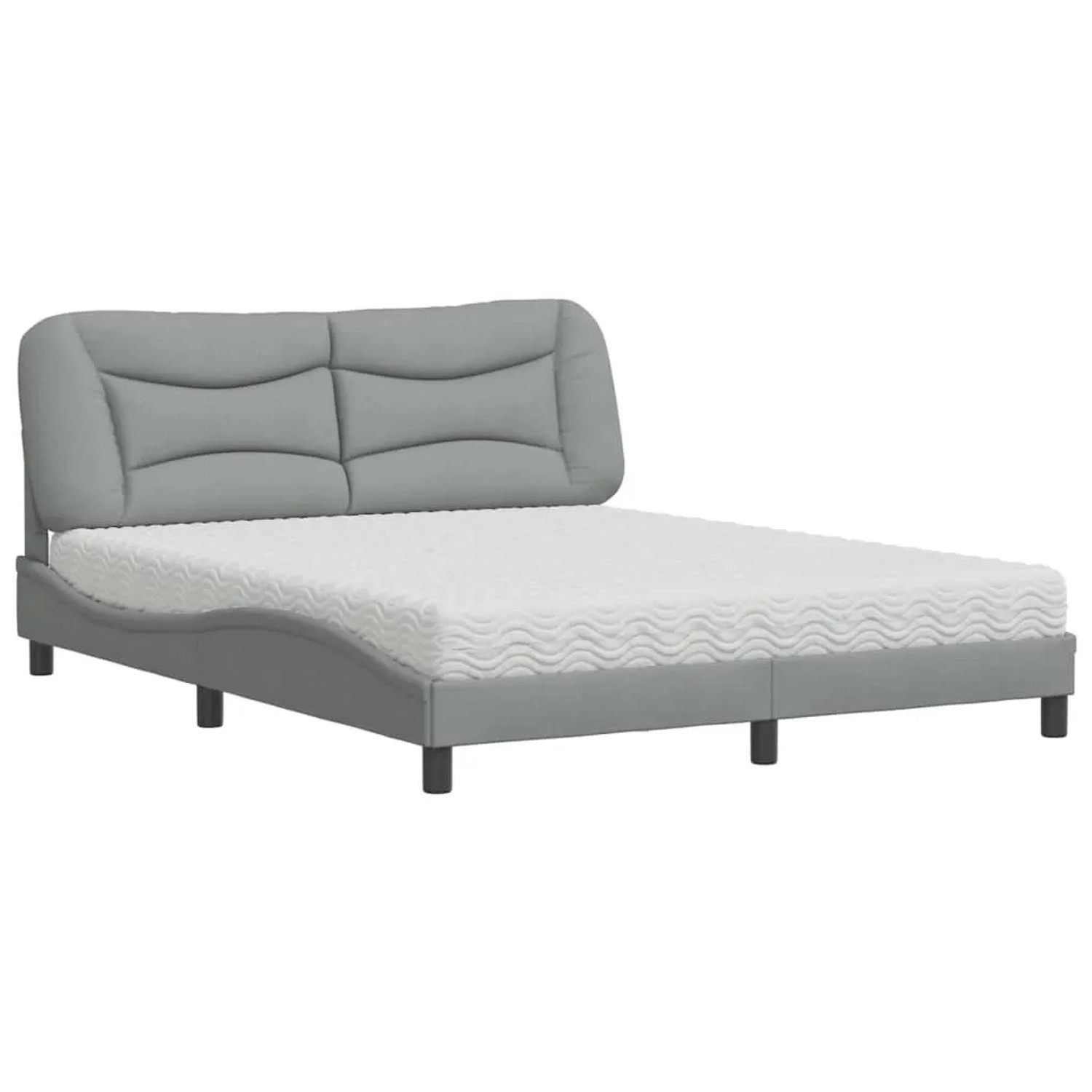 vidaXL Bett mit Matratze Hellgrau 160x200 cm Stoff Modell 12007406