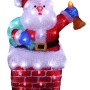 Beleuchteter Acryl Weihnachtsmann mit 96 weißen LEDs, der aus einem roten Ziegelkamin kommt. 48cm Weihnachtsfigur.