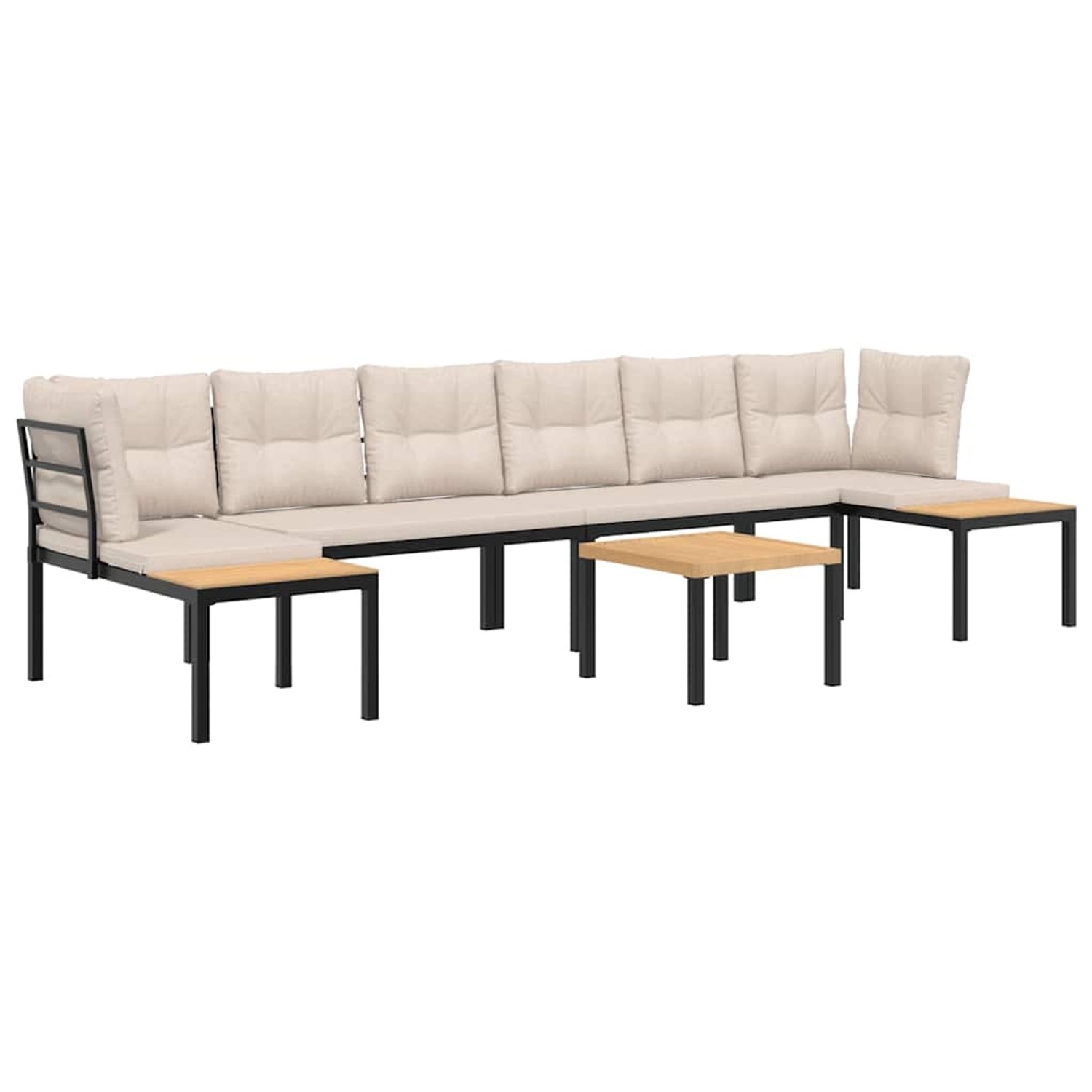 vidaXL 5-Tlg Garten-Sofagarnitur mit Kissen Schwarz Stahl 3283663