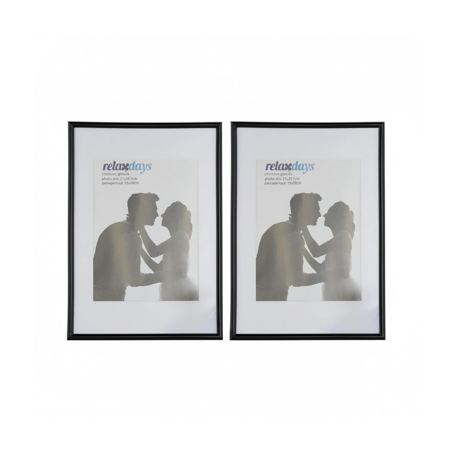 Relaxdays Bilderrahmen 2er Set A4 Kunststoff Glas MDF Schwarz 30,5 cm x 22 cm x 2 cm 400 g