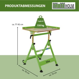 TRUTZHOLM Schweißtisch, höhenverstellbar, neigbar, bis 150 kg belastbar, grüne Werkstatteinrichtung.