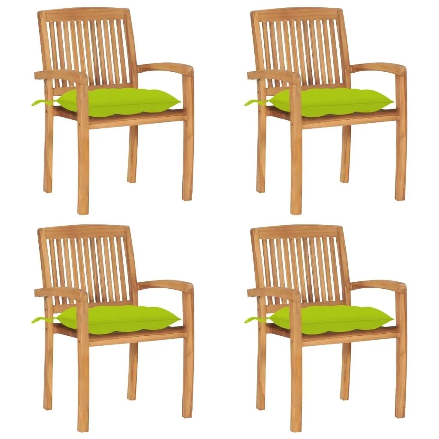 vidaXL Stapelbare Gartenstühle mit Kissen 4 Stk Massivholz Teak 3073266 günstig online kaufen