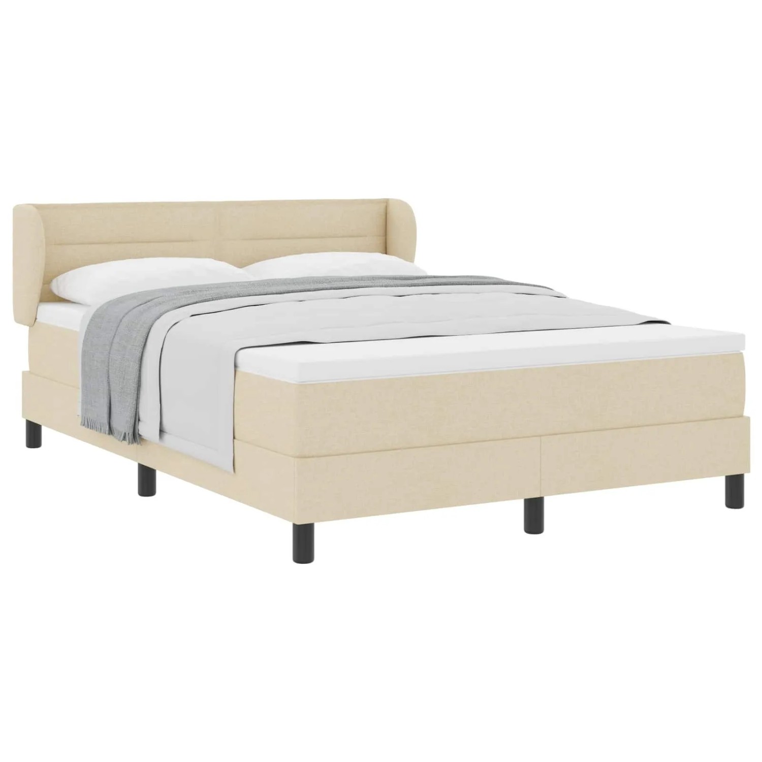 vidaXL Boxspringbett mit Matratze Creme 140 x 190 cm Stoff 3339959