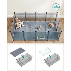 Feandrea Freigehege mit Bodenplatten 143 cm x 73 cm x 46 cm Grau