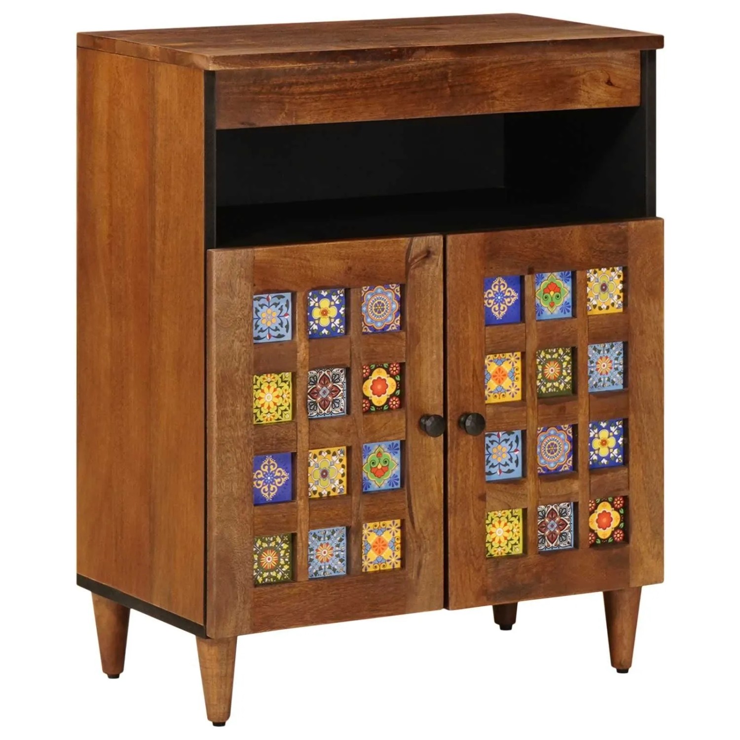 vidaXL Sideboard mit Speicher Walnuss 60 x 33 x 75 cm Massivholz Mango 4018249