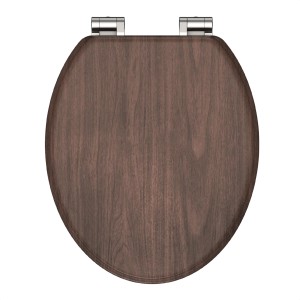Schütte WC-Sitz MDF Dark Wood, O-Form mit Absenkautomatik, dunkles Holzdekor.