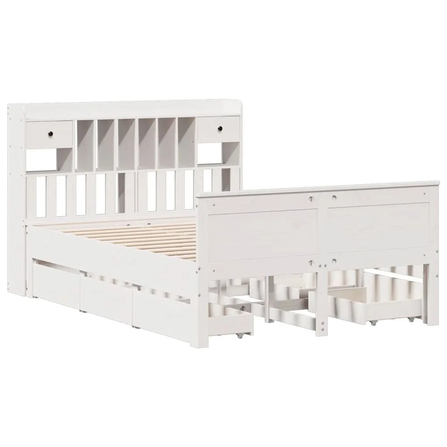 vidaXL Massivholzbett mit Regal ohne Matratze Weiß 150x200 cm Kiefer 330891 günstig online kaufen