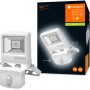 Weiße Ledvance LED-Außenleuchte Endura Flood mit Sensor, 10W, 3000K, mit Verpackung.