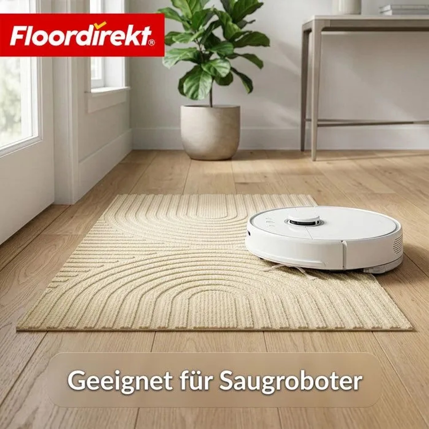 Floordirekt Schmutzfangmatte CIRCA Waschbar Rutschfest TPE-Rücken Beige Wellen 40 x 60 cm_7