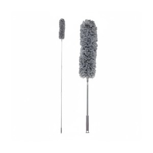 Relaxdays Staubwedel Polyester Edelstahl Kunststoff Grau Ausziehbar Biegsam Waschbar 250 cm 250 g