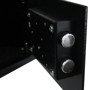 Offener Basi Möbeltresor MT 200 mit Doppelbartschloss, Stahl Anthrazit, Bolzen sichtbar.