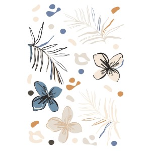 Sanders & Sanders Wandtattoo mit Blumenmuster in Beige, Blau und Orange.