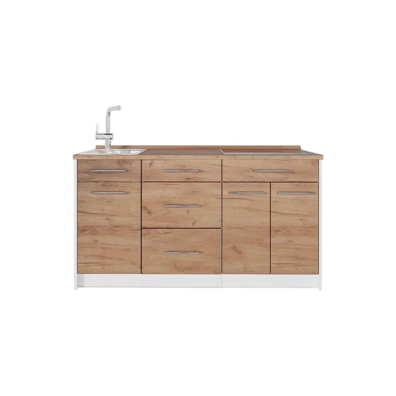 Vicco Küchenblock Fame-Line Goldkraft Eiche/Weiß 150 x 82 AP Eiche Art Nr 62792