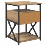 Nachttisch Artisan-Eiche mit schwarzem Metallrahmen, Schublade und Ablage aus Holzwerkstoff. Modernes Schlafzimmermöbel.