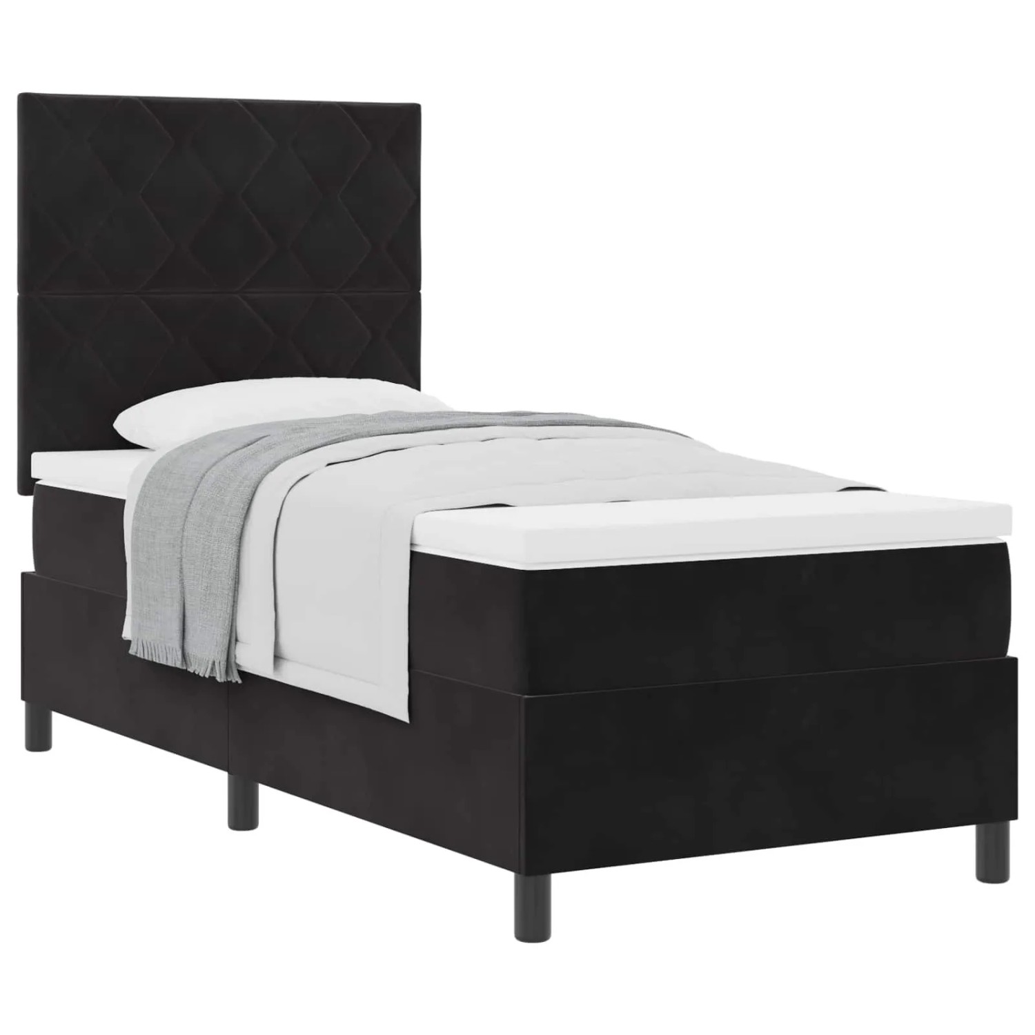 vidaXL Boxspringbett mit Matratze Schwarz 90 x 190 cm Stoff 3339868