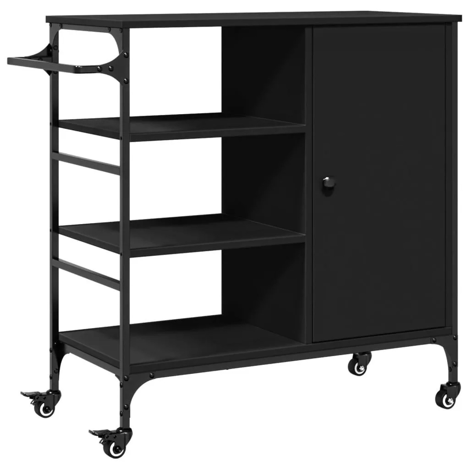 vidaXL Küchenwagen Schwarz 87,5x38,5x84,5 cm Holzwerkstoff 842386